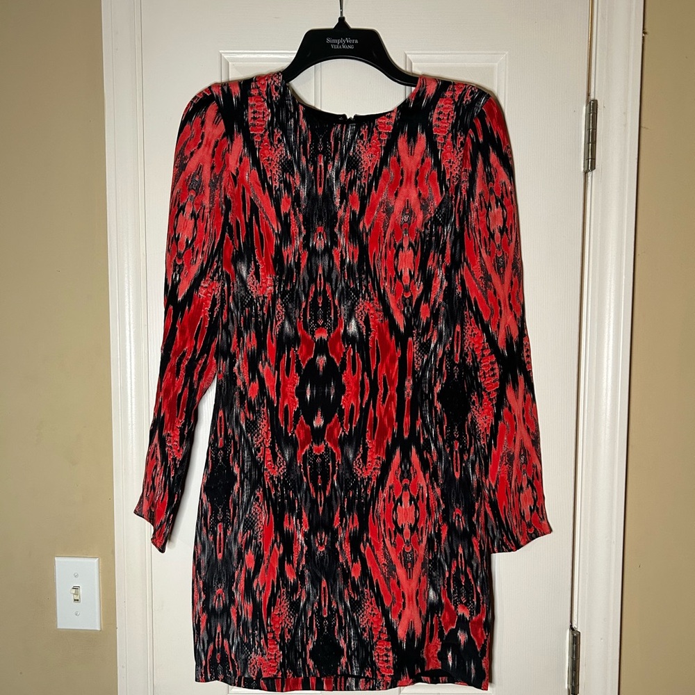 Parker Vibrant Red and Black Long Sleeve Dress